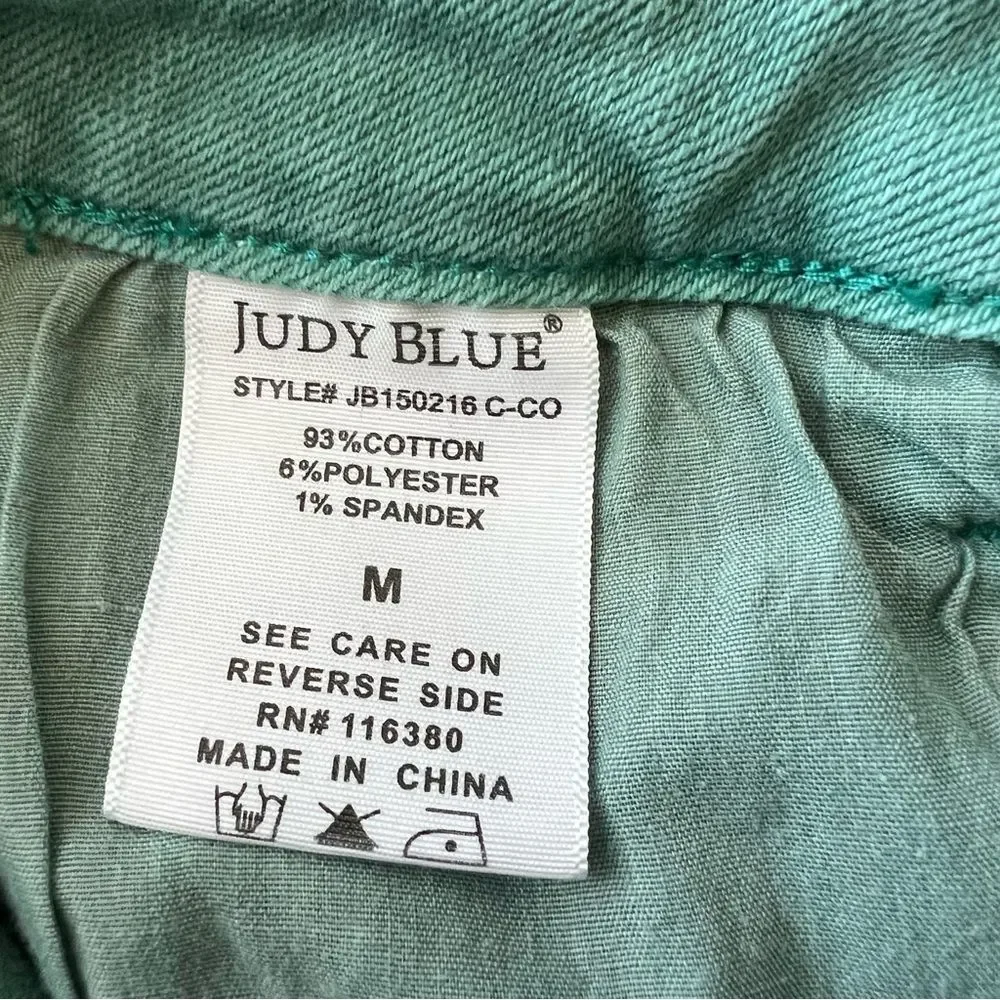 Judy Blue Mid Rise Fray Denim Cut Of Shorts